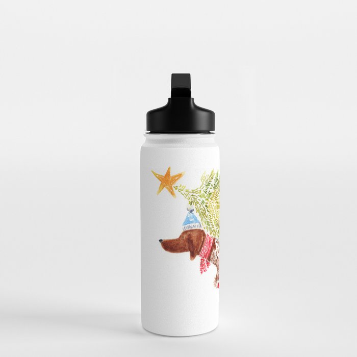 GSP german shorthaired pointer christmas tree holiday winter art  Water Bottle Gallery Image 3