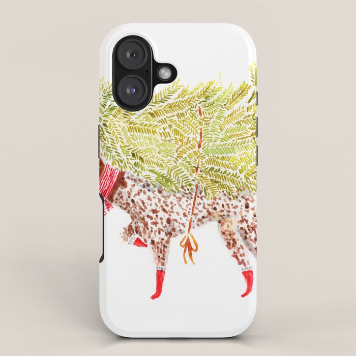 GSP german shorthaired pointer christmas tree holiday winter art  iPhone Case Gallery Image 1