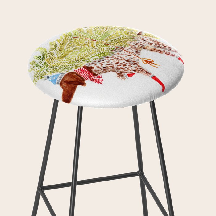 GSP german shorthaired pointer christmas tree holiday winter art  Stool Gallery Image 2