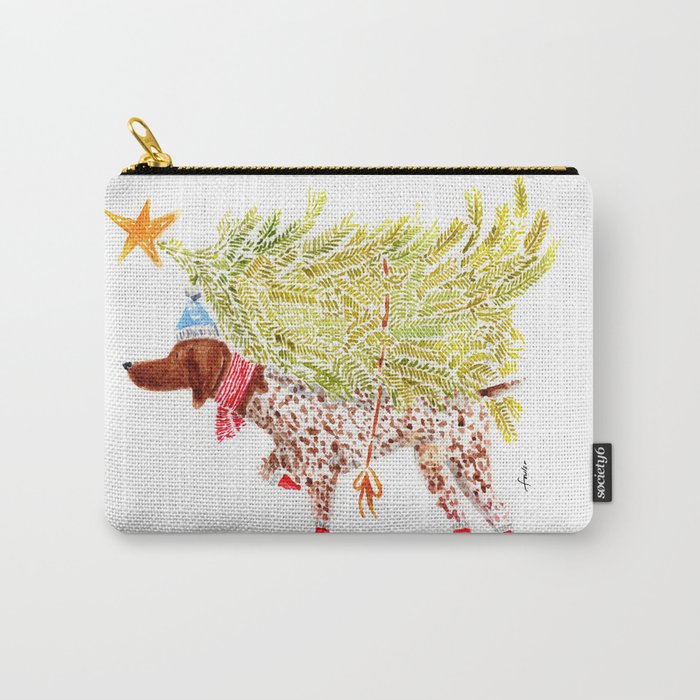 GSP german shorthaired pointer christmas tree holiday winter art  Carry All Pouch Gallery Image 1