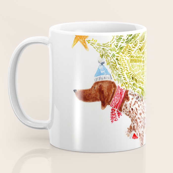 GSP german shorthaired pointer christmas tree holiday winter art  Coffee Mug Gallery Image 3