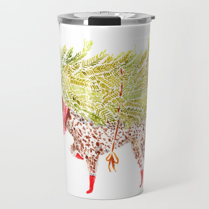 GSP german shorthaired pointer christmas tree holiday winter art  Travel Mug Gallery Image 1