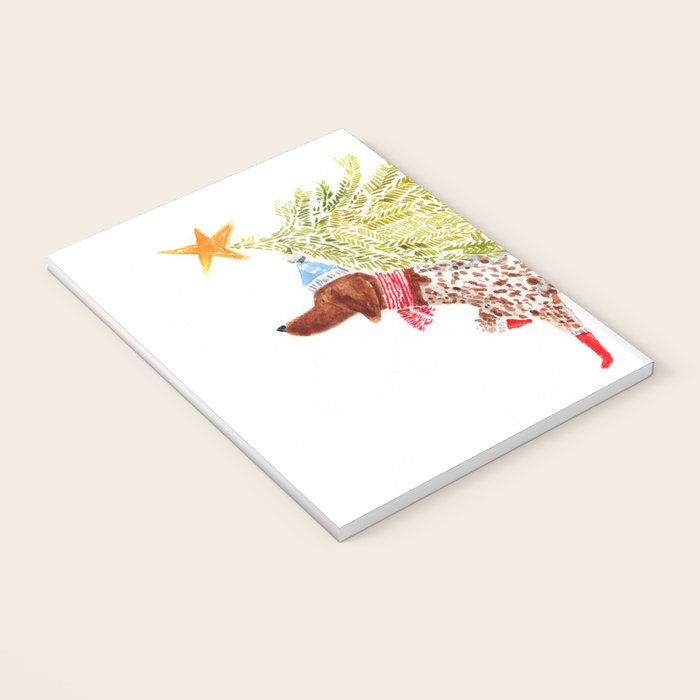 GSP german shorthaired pointer christmas tree holiday winter art  Notebook Gallery Image 3