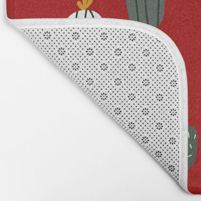 Christmas, Cactus, Red, White and Green, Cute Prints Bath Mat Gallery Image 2