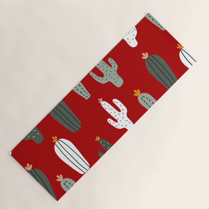 Christmas, Cactus, Red, White and Green, Cute Prints Yoga Mat Gallery Image 1