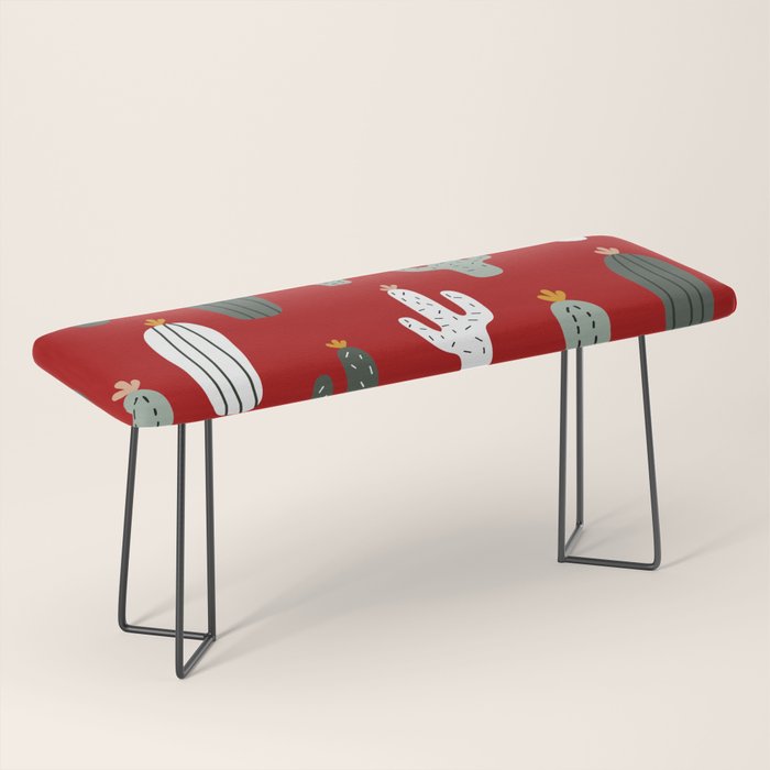 Christmas, Cactus, Red, White and Green, Cute Prints Bench Gallery Image 1