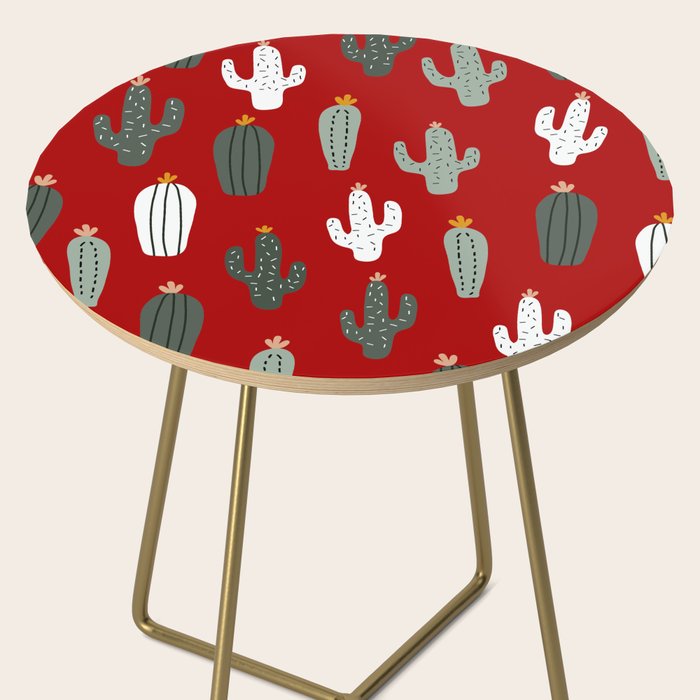 Christmas, Cactus, Red, White and Green, Cute Prints Side Table Gallery Image 2