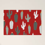 Christmas, Cactus, Red, White and Green, Cute Prints Welcome Mat Gallery Image 1
