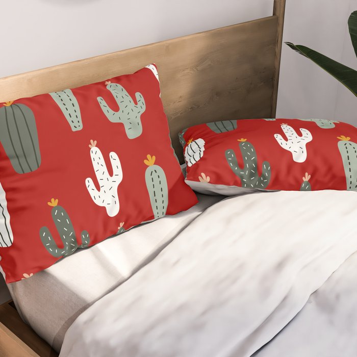Christmas, Cactus, Red, White and Green, Cute Prints Pillow Sham Gallery Image 2