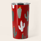 Christmas, Cactus, Red, White and Green, Cute Prints Travel Mug Gallery Image 1