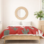 Christmas, Cactus, Red, White and Green, Cute Prints Duvet Cover Gallery Image 3