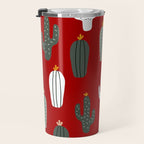 Christmas, Cactus, Red, White and Green, Cute Prints Travel Mug Gallery Image 3