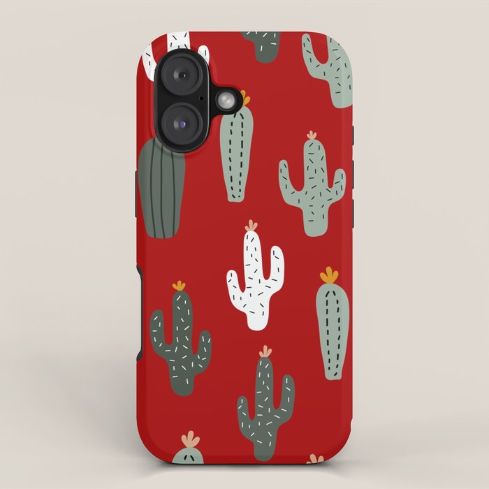 Christmas, Cactus, Red, White and Green, Cute Prints iPhone Case Gallery Image 1