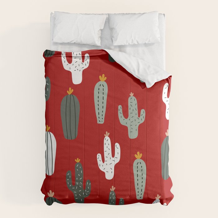 Christmas, Cactus, Red, White and Green, Cute Prints Comforter Gallery Image 1