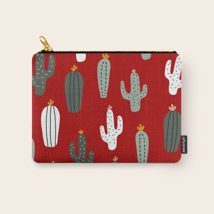 Christmas, Cactus, Red, White and Green, Cute Prints Carry All Pouch Gallery Image 1