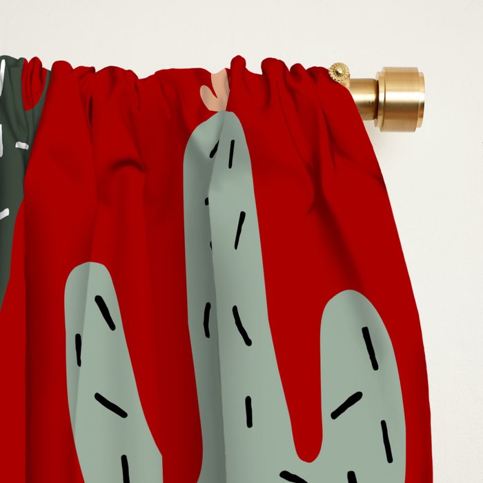 Christmas, Cactus, Red, White and Green, Cute Prints Window Curtain Gallery Image 2