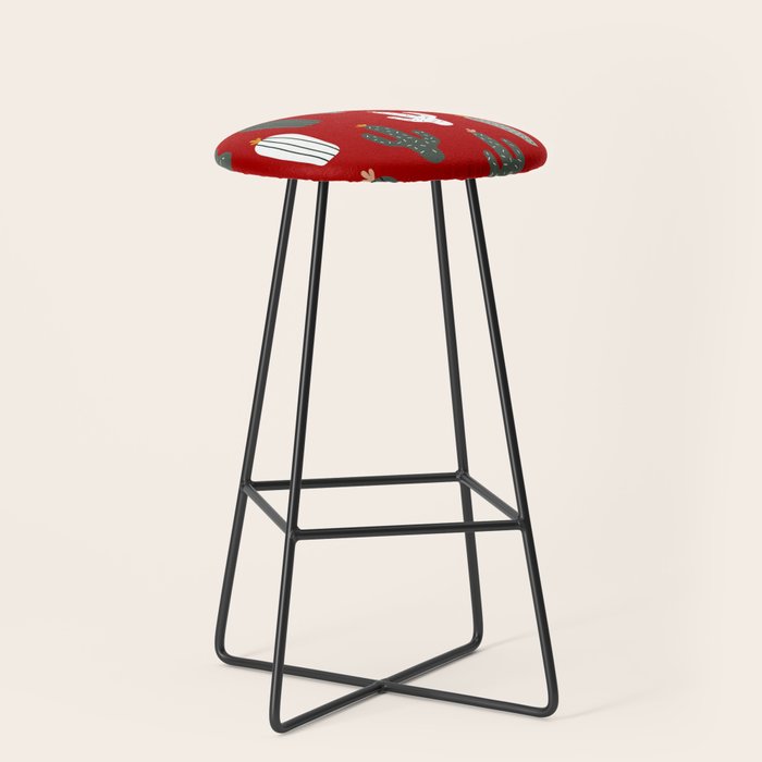 Christmas, Cactus, Red, White and Green, Cute Prints Stool Gallery Image 1