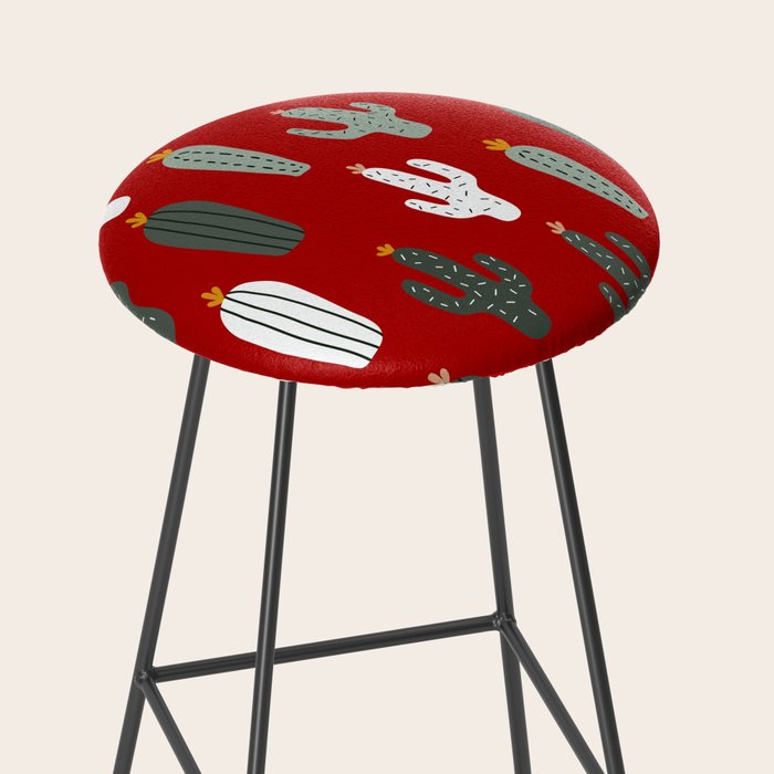 Christmas, Cactus, Red, White and Green, Cute Prints Stool Gallery Image 2