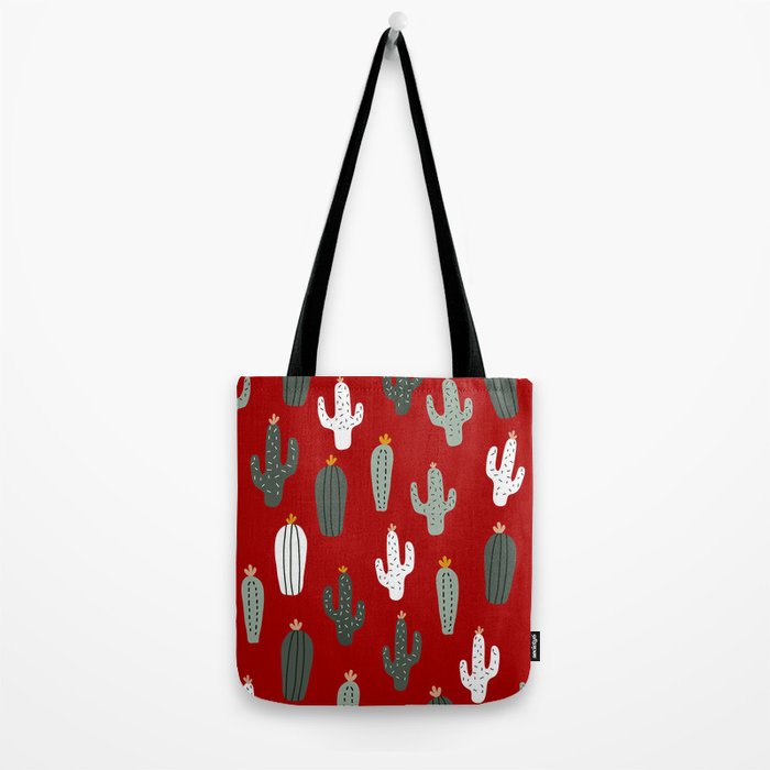 Christmas, Cactus, Red, White and Green, Cute Prints Tote Bag Gallery Image 2