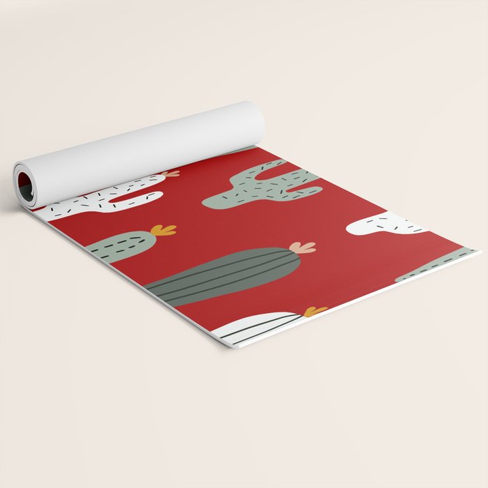 Christmas, Cactus, Red, White and Green, Cute Prints Yoga Mat Gallery Image 2