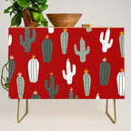 Christmas, Cactus, Red, White and Green, Cute Prints Credenza Gallery Image 1