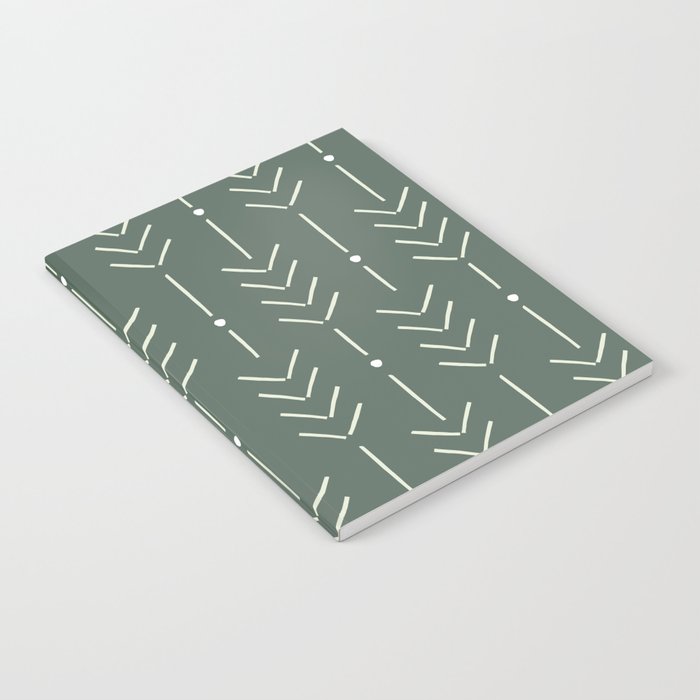 Arrow Lines Pattern in Forest Sage Green 2 Notebook Gallery Image 1