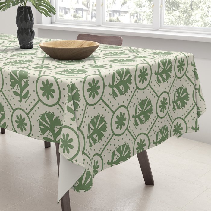 Sea Glass Geometric Floral Tablecloth Gallery Image 3