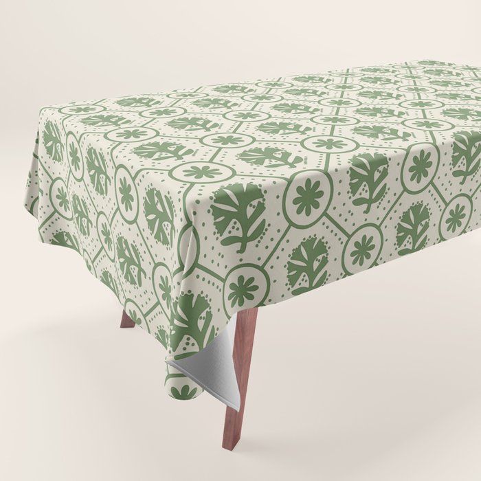 Sea Glass Geometric Floral Tablecloth Gallery Image 1
