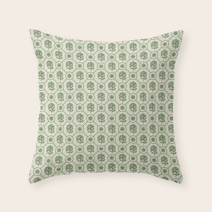 Sea Glass Geometric Floral Throw Pillow Gallery Image 1