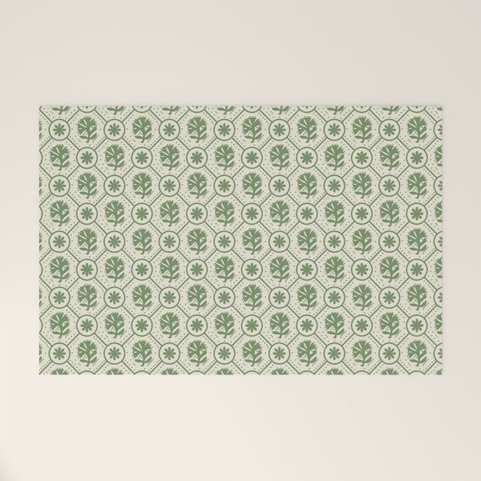 Sea Glass Geometric Floral Welcome Mat Gallery Image 1