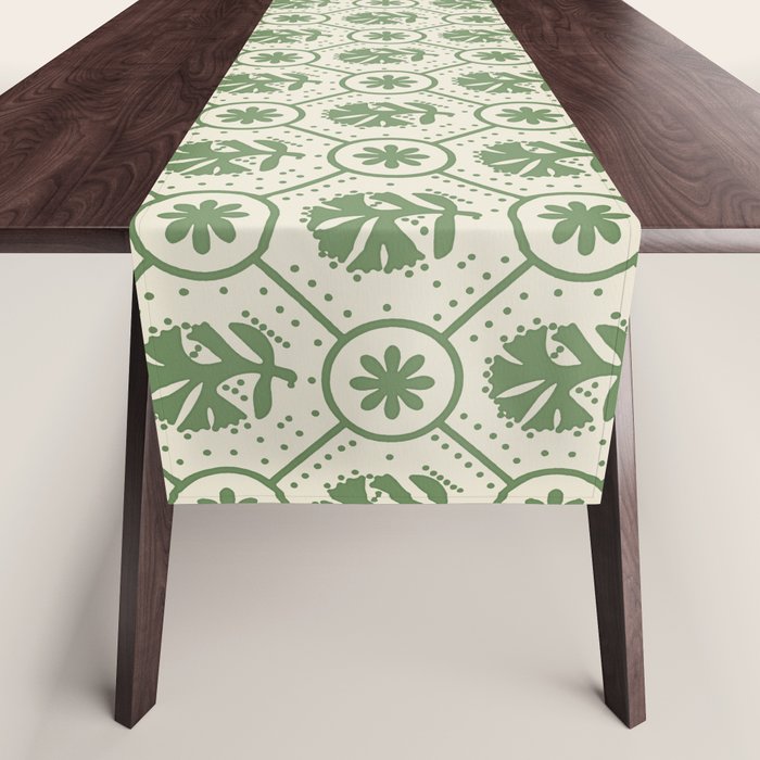 Sea Glass Geometric Floral Table Runner Gallery Image 1