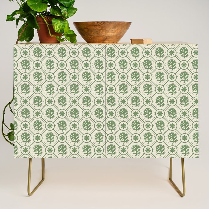 Sea Glass Geometric Floral Credenza Gallery Image 1
