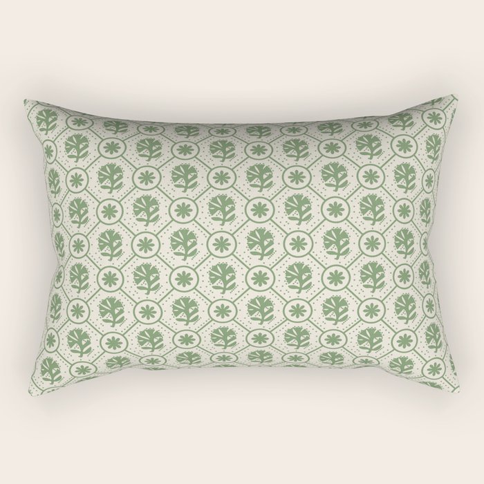 Sea Glass Geometric Floral Rectangular Pillow Gallery Image 1