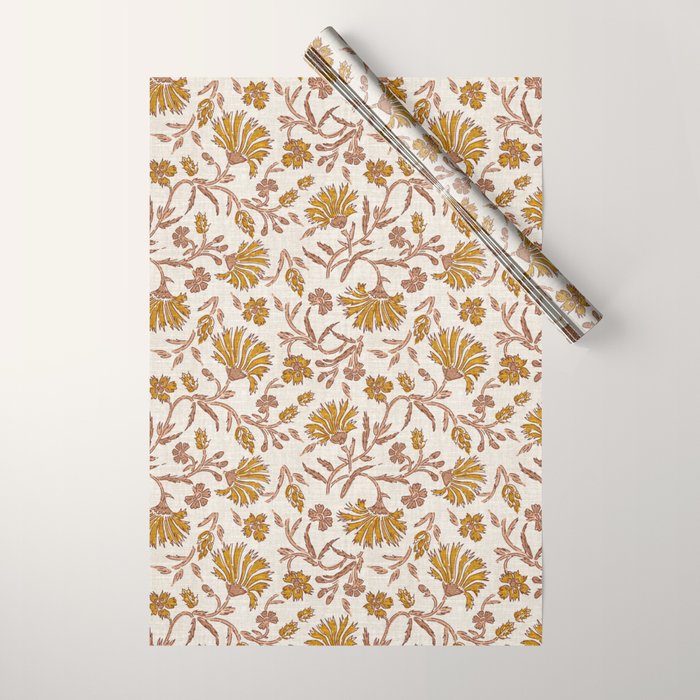 KALAMI FLORAL MUSTARD Wrapping Paper Gallery Image 1