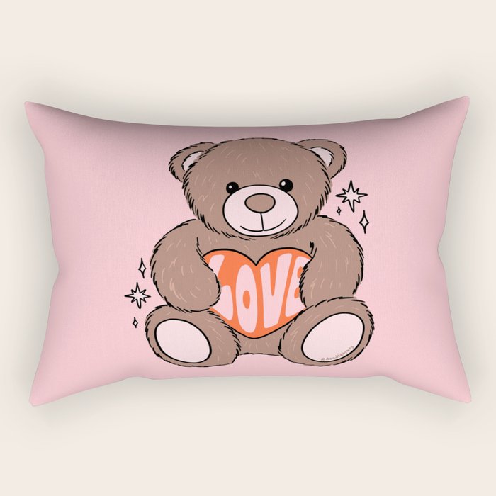 Love Bear Inspired by PANTONE 17 1230 Mocha Mousse Rectangular Pillow Gallery Image 1