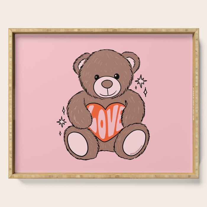 Love Bear Inspired by PANTONE 17 1230 Mocha Mousse Serving Tray Gallery Image 1