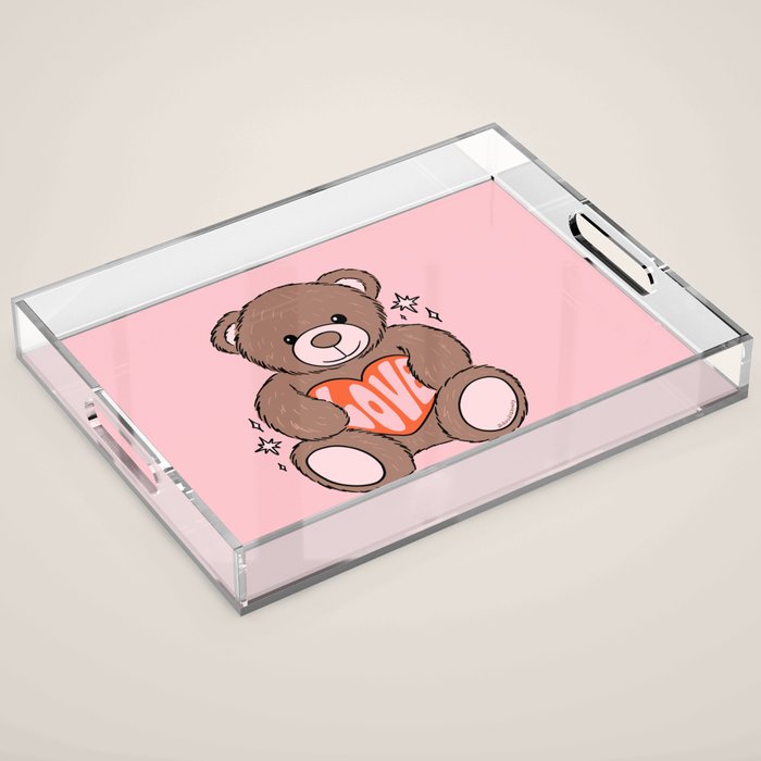 Love Bear Inspired by PANTONE 17 1230 Mocha Mousse Acrylic Tray Gallery Image 1