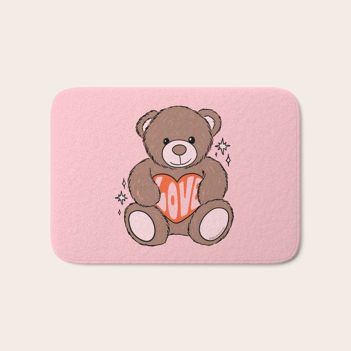 Love Bear Inspired by PANTONE 17 1230 Mocha Mousse Bath Mat Gallery Image 1