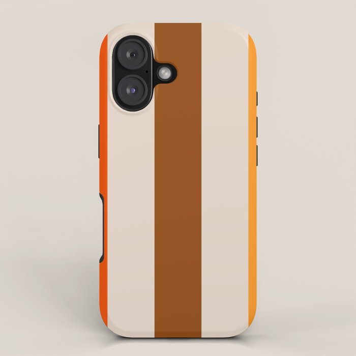 Retro 70s Vertical Stripes Brown Orange Beige iPhone Case Gallery Image 1