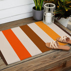 Retro 70s Vertical Stripes Brown Orange Beige Outdoor Rug Gallery Image 2