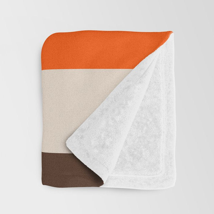 Retro 70s Vertical Stripes Brown Orange Beige Throw Blanket Gallery Image 3