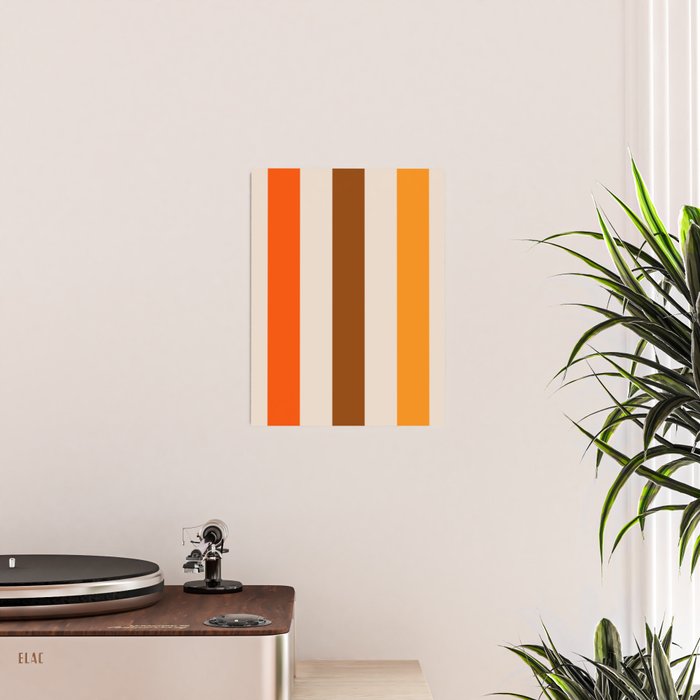 Retro 70s Vertical Stripes Brown Orange Beige Poster Gallery Image 2