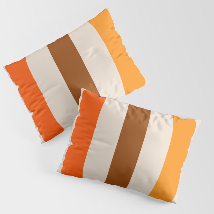 Retro 70s Vertical Stripes Brown Orange Beige Pillow Sham Gallery Image 3