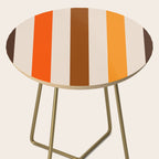 Retro 70s Vertical Stripes Brown Orange Beige Side Table Gallery Image 2