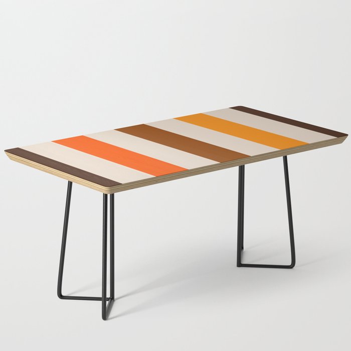 Retro 70s Vertical Stripes Brown Orange Beige Coffee Table Gallery Image 1