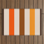 Retro 70s Vertical Stripes Brown Orange Beige Outdoor Rug Gallery Image 1