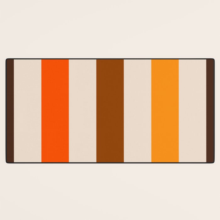 Retro 70s Vertical Stripes Brown Orange Beige Desk Mat Gallery Image 3