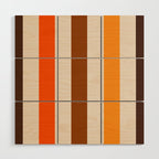 Retro 70s Vertical Stripes Brown Orange Beige Wood Wall Art Gallery Image 1