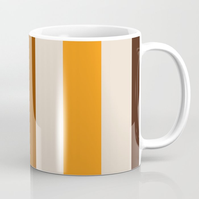 Retro 70s Vertical Stripes Brown Orange Beige Coffee Mug Gallery Image 1