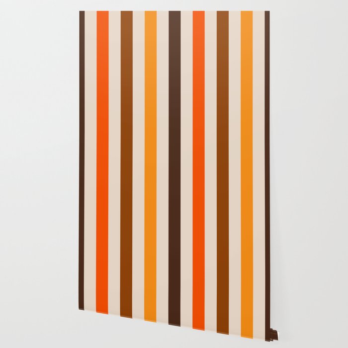 Retro 70s Vertical Stripes Brown Orange Beige Wallpaper Gallery Image 2